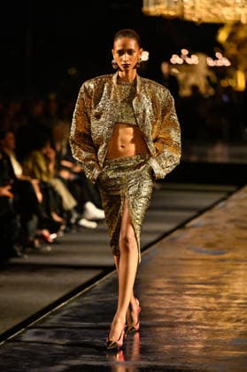 PFW Saint Laurent Runway A model walks the runway at the Saint Laurent show during Paris Fashion Week, in Paris, France on 29 September 2026. Photo by Julien Reynaud APS-Medias ABACAPRESS.COM Paris France  Copyright: xReynaudxJulien APS-Medias ABACAx