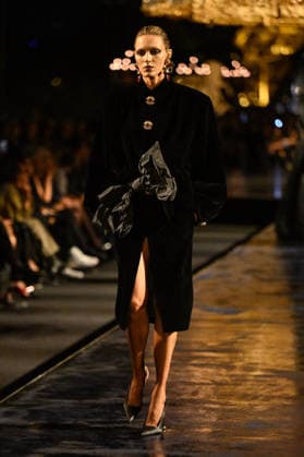 PFW Saint Laurent Runway A model walks the runway at the Saint Laurent show during Paris Fashion Week, in Paris, France on 29 September 2026. Photo by Julien Reynaud APS-Medias ABACAPRESS.COM Paris France  Copyright: xReynaudxJulien APS-Medias ABACAx