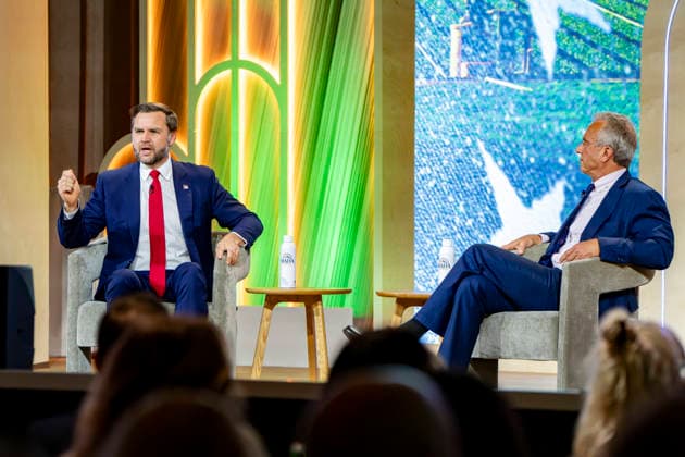 Vice President JD Vance and Secretary of Health and Human Services Robert F. Kennedy, Jr. speak during the 2026 MAHA Summit at the Waldorf Astoria Hotel in Washington, DC on Tuesday, September 29, 2026. Leaders from government, healthcare, science, technology, agriculture, and business gathered to discuss challenges, opportunities, and approaches to improving health across the United States. WAP20260929155 BONNIExCASH