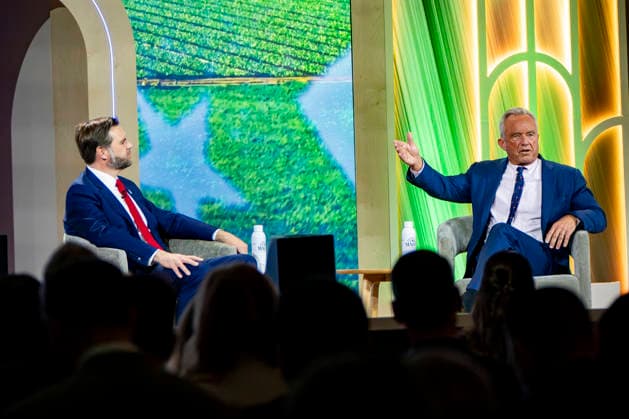 Vice President JD Vance and Secretary of Health and Human Services Robert F. Kennedy, Jr. speak during the 2026 MAHA Summit at the Waldorf Astoria Hotel in Washington, DC on Tuesday, September 29, 2026. Leaders from government, healthcare, science, technology, agriculture, and business gathered to discuss challenges, opportunities, and approaches to improving health across the United States. WAP20260929168 BONNIExCASH
