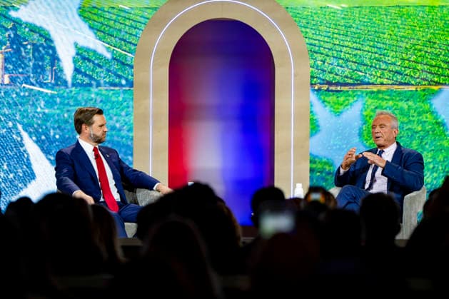 Vice President JD Vance and Secretary of Health and Human Services Robert F. Kennedy, Jr. speak during the 2026 MAHA Summit at the Waldorf Astoria Hotel in Washington, DC on Tuesday, September 29, 2026. Leaders from government, healthcare, science, technology, agriculture, and business gathered to discuss challenges, opportunities, and approaches to improving health across the United States. WAP20260929174 BONNIExCASH