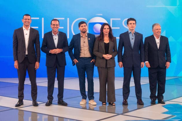 RIO DE JANEIRO, RJ - 29.09.2026: DEBATE GLOBO GOVERNO RJ - Debate between candidates for governor of Rio de Janeiro, held by TV Globo, on Wednesday night (29), at Estudios Globo, in RJ. x3022312x  CarlosxEliasxJunior