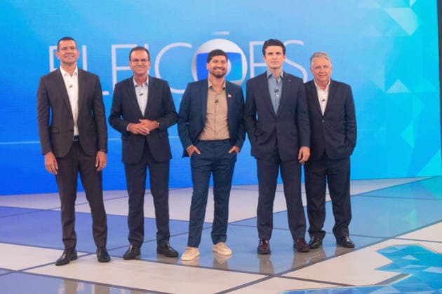 RIO DE JANEIRO, RJ - 29.09.2026: DEBATE GLOBO GOVERNO RJ - Debate between candidates for governor of Rio de Janeiro, held by TV Globo, on Wednesday night (29), at Estudios Globo, in RJ. x3022318x  CarlosxEliasxJunior