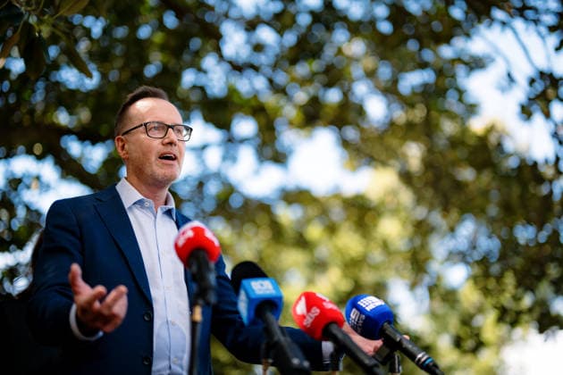 GREENS LEADERSHIP ANNOUNCEMENT, Senator David Shoebridge speaks to media during a press conference announcing the new leadership team of the Australian Greens, in Sydney, Wednesday, September 30, 2026. ( NO ARCHIVING SYDNEY NEW SOUTH WALES Australia  Copyright: xGEORGExCHANx 20260930175248379500