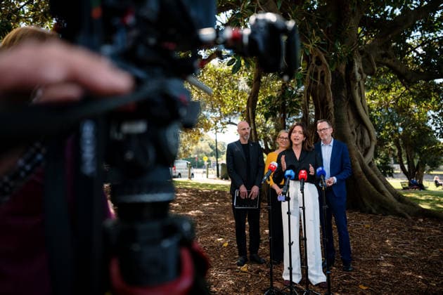 GREENS LEADERSHIP ANNOUNCEMENT, Senator Steph Hodgins-May speaks to media during a press conference announcing the new leadership team of the Australian Greens, in Sydney, Wednesday, September 30, 2026. ( NO ARCHIVING SYDNEY NEW SOUTH WALES Australia  Copyright: xGEORGExCHANx 20260930116643557956