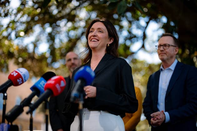 GREENS LEADERSHIP ANNOUNCEMENT, Senator Steph Hodgins-May speaks to media during a press conference announcing the new leadership team of the Australian Greens, in Sydney, Wednesday, September 30, 2026. ( NO ARCHIVING SYDNEY NEW SOUTH WALES Australia  Copyright: xGEORGExCHANx 20260930110445247670