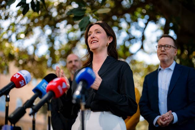 GREENS LEADERSHIP ANNOUNCEMENT, Senator Steph Hodgins-May speaks to media during a press conference announcing the new leadership team of the Australian Greens, in Sydney, Wednesday, September 30, 2026. ( NO ARCHIVING SYDNEY NEW SOUTH WALES Australia  Copyright: xGEORGExCHANx 20260930162017984111