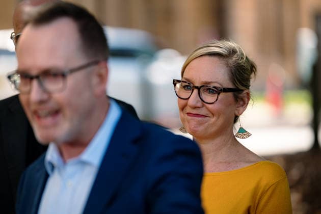 GREENS LEADERSHIP ANNOUNCEMENT, (L-R) David Shoebridge and Larissa Waters are seen during a press conference announcing the new leadership team of the Australian Greens, in Sydney, Wednesday, September 30, 2026. ( NO ARCHIVING SYDNEY NEW SOUTH WALES Australia  Copyright: xGEORGExCHANx 20260930143033920350