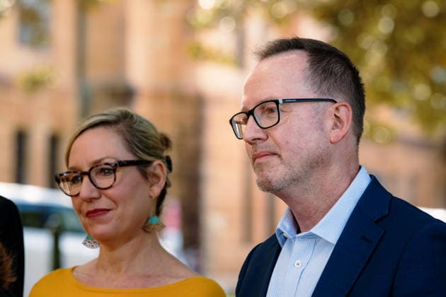 GREENS LEADERSHIP ANNOUNCEMENT, (L-R) Larissa Waters and David Shoebridge are seen during a press conference announcing the new leadership team of the Australian Greens, in Sydney, Wednesday, September 30, 2026. ( NO ARCHIVING SYDNEY NEW SOUTH WALES Australia  Copyright: xGEORGExCHANx 20260930114719836560