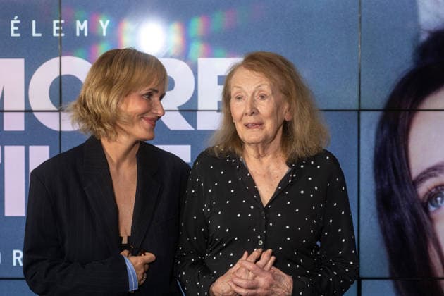 Memoire de Fille Premiere - Paris Annie Ernaux and Judith Godreche (left) attend avant premiere or first screening of ‘Memoire de Fille’ at UGC Cine Cite, in Paris, France, on September 29, 2026. Photo by Ammar Abd Rabbo ABACAPRESS.COM Paris France  Copyright: xAbdxRabboxAmmar ABACAx