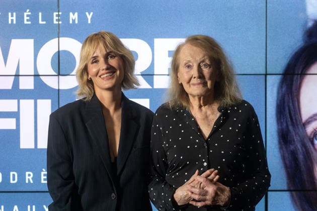 Memoire de Fille Premiere - Paris Annie Ernaux and Judith Godreche (left) attend avant premiere or first screening of ‘Memoire de Fille’ at UGC Cine Cite, in Paris, France, on September 29, 2026. Photo by Ammar Abd Rabbo ABACAPRESS.COM Paris France  Copyright: xAbdxRabboxAmmar ABACAx