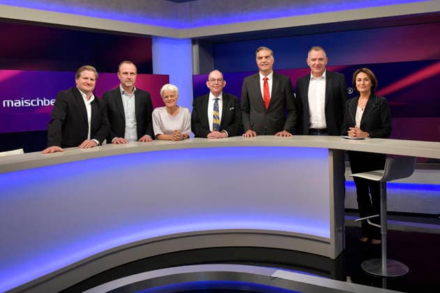 Michael Bröcker, Peter R. Neumann, Ulrike Herrmann, Denis Scheck, Frederik Pleitgen, Jan van Aken, and Sandra Maischberger on the ARD talk show *maischberger* at the studio in Berlin-Adlershof, Berlin, September 29, 2026 Foto:xM.xBehrensx xFuturexImagex maischberger2909_6901