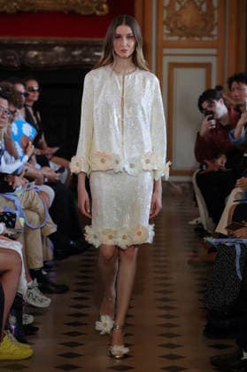 PFW - Nothing Nine Runway A model walks the runway during the Nothing Nine Womenswear Spring Summer 2024 show as part of Paris Fashion Week on October 03, 2023 in Paris, France. Photo by Alain-Gil Gonzalez ABACAPRESS..COM Paris France  Copyright: xGonzalezxAlain-Gil ABACAx