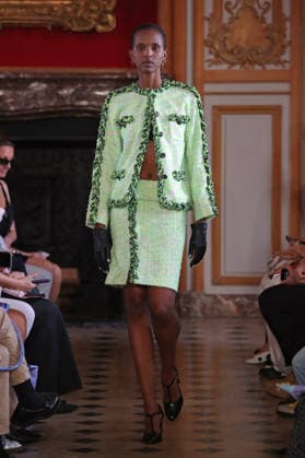 PFW - Nothing Nine Runway A model walks the runway during the Nothing Nine Womenswear Spring Summer 2024 show as part of Paris Fashion Week on October 03, 2023 in Paris, France. Photo by Alain-Gil Gonzalez ABACAPRESS..COM Paris France  Copyright: xGonzalezxAlain-Gil ABACAx