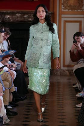 PFW - Nothing Nine Runway A model walks the runway during the Nothing Nine Womenswear Spring Summer 2024 show as part of Paris Fashion Week on October 03, 2023 in Paris, France. Photo by Alain-Gil Gonzalez ABACAPRESS..COM Paris France  Copyright: xGonzalezxAlain-Gil ABACAx