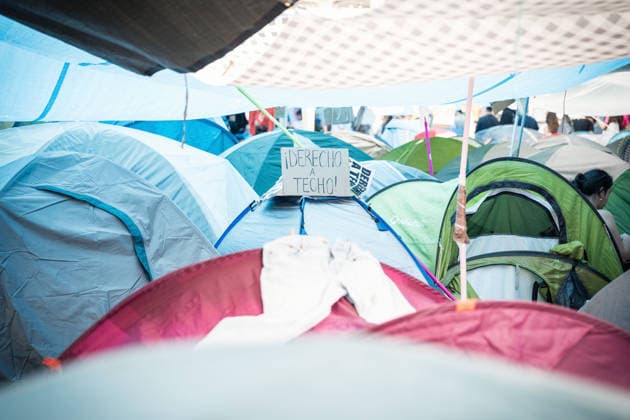 September 30, 2026, Madrid, Madrid, SPAIN: Thousands of protesters come out to defend the social encampment in Puerta del Sol square, Madrid, where various groups and social movements have set up to defend the universal right to housing and denounce the current system. Madrid SPAIN - ZUMAc270 20260930_zip_c270_009 Copyright: xDavidxCruzxSanzx