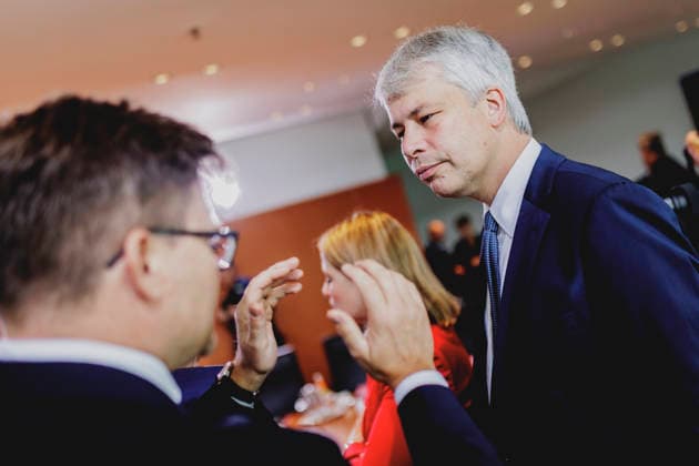 R. L. Steffen Bilger (CDU), Federal Minister of Transportation, and Carsten Schneider (SPD), Federal Minister of the Environment, Climate Action, Nature Conservation, and Nuclear Safety, photographed during a cabinet meeting at the Federal Chancellery in Berlin, September 30, 2026, Berlin, Germany Copyright: xFlorianxGaertnerx