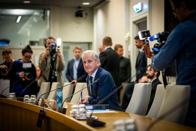 Epstein Hearing Begins in the Storting, Oslo, September 30, 2026: Prime Minister Jonas Gahr Store (Ap) holds an open hearing before the Storting’s Control and Constitutional Committee on practices at the Ministry of Foreign Affairs and Jeffrey Epstein’s network in Norway. Photo: Heiko Junge, NTB, Oslo, Norway, kJWCUKyZlo4 EDITORIAL USE ONLY Ref BNC POLkJWCUKyZlo4 jpg  Copyright: xHeikoxJungex xNTBx