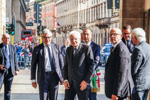 IPA89136436 - MILAN, September 30, 2026 President Sergio Mattarella at Milan™s Teatro alla Scala for the celebrations marking the 120th anniversary of the CGIL labor union. Pictured: President Sergio Mattarella™s arrival.  Copyright: xEmanuelexRobertoxDexCarlix xx IPA89136436