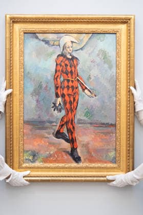 Sotheby s Highlights from the Blaquier-Arrieta Collection Sale at Sotheby s, London Art handlers hold Arlequin by Paul Cezanne (est. in the region of $120m) as part of Sotheby s Highlights from the Blaquier-Arrieta Collection Sale which is to go on public view from 30th September - 1st October before being travelling to Taipei, Hong Kong and Paris ahead of the sale in New York on 18th November 2026 at Sotheby s, London, England, UK on Wednesday 30 September, 2026., Credit:Justin Ng Avalon UK, England, London, Sotheby s Copyright: xJustinxNgx xAvalonx 1139440761