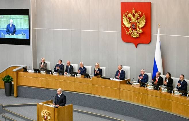 Russia Putin Parliament 9254554 30.09.2026 Russian President Vladimir Putin speaks during the first plenary session of Russia s ninth State Duma, the lower house of parliament, in Moscow, Russia. Maksim Blinov Sputnik Moscow Russia  Copyright: xMaksimxBlinovx