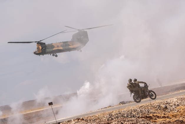 TEKNOFEST Southeast in Turkiye s Sanliurfa SANLIURFA, TURKIYE - SEPTEMBER 30: Turkish Special Operations police officers conduct an operation with S-70 - CH47 during TEKNOFEST Southeast, world s largest aviation, space, and technology festival at the Sanliurfa GAP Airport for its 15th edition in Sanliurfa, Turkiye on September 30, 2026. Arman Onal Anadolu Sanliurfa Turkey. Editorial use only. Please get in touch for any other usage.  Copyright: x2026xAnadoluxArmanxOnalx