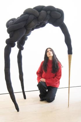 Nicola Turner - I Tear Secrets From Your Yielding Flesh Exhibition Press View at Annely Juda Fine Art, London, UK A staff member poses with Arc de Cercle (Arch of Hysteria) by Nicola Turner as part of The Nicola Turner - I Tear Secrets From Your Yielding Flesh Exhibition Press View at Annely Juda Fine Art in London, England, UK on Wednesday 30 September, 2026., Credit:Justin Ng Avalon UK, England, London, Annely Juda Fine Art  Copyright: xJustinxNgx xAvalonx 1139456401