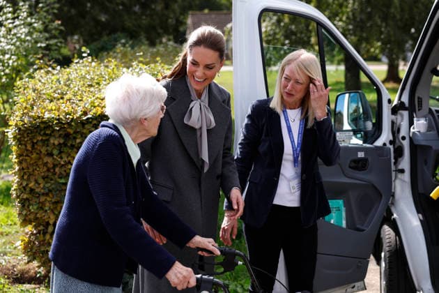 The Princess of Wales Visits West Sussex Minibus Service 30 09 2026. Pulborough, UK. The Princess of Wales during a visit to the West Sussex Minibus, a volunteer-led community transport Organisation. The Princess began her visit by travelling on one of the minibus™s pick-up journeys and helped passengers from their homes into the minibus. On the bus Her Royal Highness heard about how the service is a lifeline for many isolated people in the community, and helps them remain active, independent and socially connected by maintaining friendships, joining community activities and remaining involved in the things they enjoy. The Princess concluded her visit at Pulborough Village Hall, where the weekly lunch club provides a welcoming space for p  Copyright: xDavidxCliffx xKensingtonxPalacex xB66x xAvalonx 1139463396