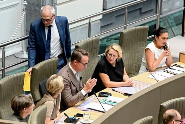 Plenary Session Of The Flemish Parliament 30 09 2026 BRUSSELS, BELGIUM - SEPTEMBER 30 : Matthias Diependaele (N-VA) Minister-President, Economy and Industry, Digitalisation, Facility Management gives his September Verklaring ( State of the Union ) during a Plenary Session of the Flemish Parliament where he presents the budget of the flemish governement. on September 30, 2026 in Brussels, Belgium, 30 09 2026 Brussels Belgium  Copyright: xBertxVanxDenxBrouckex