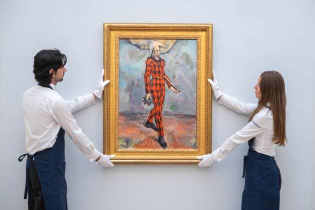 September 30, 2026, London, England, United Kingdom: Sotheby s staff hold Paul Cezanne Arlequin , estimated at around USD 120 million, during a preview of the Blaquier-Arrieta Collection at Sotheby s in London, Britain, September 30, 2026. The collection will be offered at auction in New York in November. London United Kingdom - ZUMAk172 20260930_zip_k172_005 Copyright: xThomasxKrychx