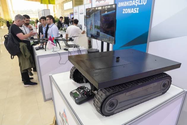 30.09.2026. Azerbaijan. Baku. Ground-based robotic complex presented at the Azerbaijan International Defense Industry Exhibition ADEX 2026. Alexey Belkin NEWS.ru BelkinxAlexey