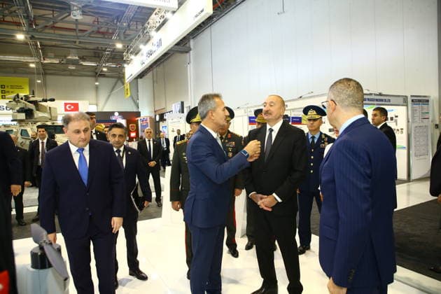 Azerbaijani President Ilham Aliyev visits ASELSAN and Baykar stands at ADEX 2026 BAKU, AZERBAIJAN - SEPTEMBER 30: Azerbaijani President Ilham Aliyev (2nd R) attends the opening of the 6th International Defense Exhibition (ADEX 2026) at Baku Expo Center in Baku, Azerbaijan, on September 30, 2026. Aliyev visits the ASELSAN and Baykar stands, where Turkish Presidency of Defense Industry President Haluk Gorgun (3rd R), ASELSAN General Manager Ahmet Akyol and Baykar General Manager Haluk Bayraktar provide information about the companies products and technologies. Resul Rehimov Anadolu Baku Azerbaijan. Editorial use only. Please get in touch for any other usage.  Copyright: x2026xAnadoluxResulxRehimovx