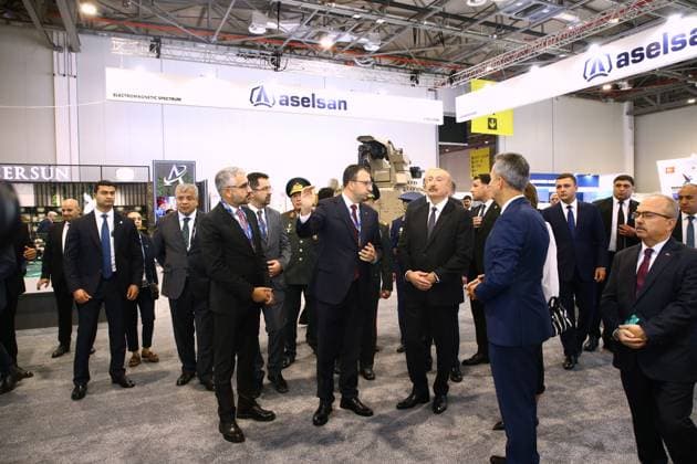 Azerbaijani President Ilham Aliyev visits ASELSAN and Baykar stands at ADEX 2026 BAKU, AZERBAIJAN - SEPTEMBER 30: Azerbaijani President Ilham Aliyev attends the opening of the 6th International Defense Exhibition (ADEX 2026) at Baku Expo Center in Baku, Azerbaijan, on September 30, 2026. Aliyev visits the ASELSAN and Baykar stands, where Turkish Presidency of Defense Industry President Haluk Gorgun, ASELSAN General Manager Ahmet Akyol and Baykar General Manager Haluk Bayraktar provide information about the companies products and technologies. Resul Rehimov Anadolu Baku Azerbaijan. Editorial use only. Please get in touch for any other usage.  Copyright: x2026xAnadoluxResulxRehimovx