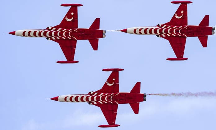 Turkish Stars perform as TEKNOFEST Southeast opens in Sanliurfa SANLIURFA, TURKIYE - SEPTEMBER 30: The Turkish Stars aerobatic team performs a demonstration flight during TEKNOFEST Southeast, world s largest aviation, space, and technology festival at the Sanliurfa GAP Airport for its 15th edition in Sanliurfa, Turkiye on September 30, 2026. Agit Erdi Ulukaya Anadolu Sanliurfa Turkey. Editorial use only. Please get in touch for any other usage.  Copyright: x2026xAnadoluxAgitxErdixUlukayax