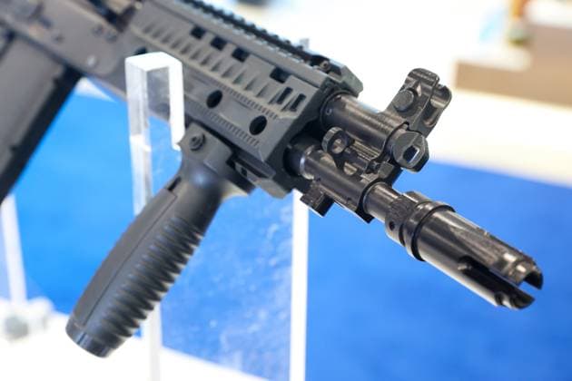 30.09.2026. Azerbaijan. Baku. Kalashnikov assault rifle presented at the stand of Kalashnikov Concern at the Azerbaijan International Defense Industry Exhibition ADEX 2026. Alexey Belkin NEWS.ru BelkinxAlexey