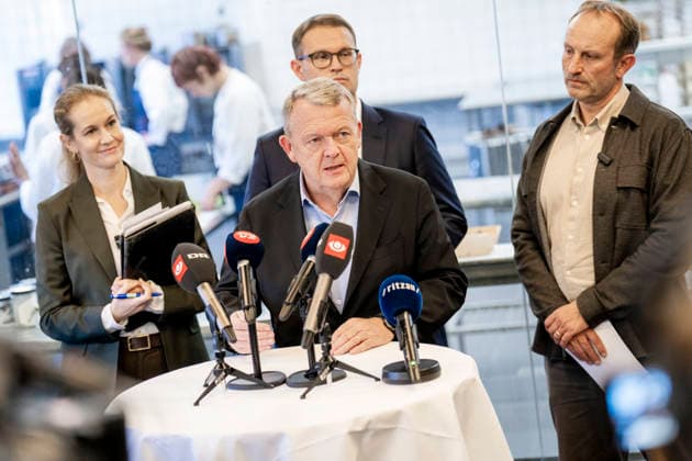 DENMARK Press conference on the future of pig production Foreign Minister Lars Loekke Rasmussen speaks during a press conference on the future of pig production at the Hotel and Restaurant School in Copenhagen on Wednesday, September 30, 2026. Pictured from left are Environment Minist  Copyright: RitzauxScanpix IdaxMariexOdgaardx spdk20260930-153158-L