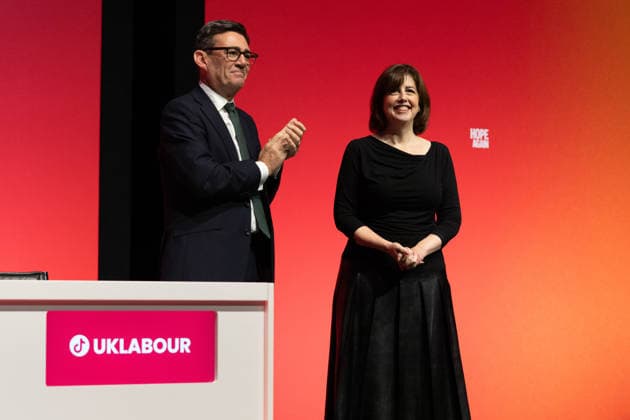 Labour Party Conference in Liverpool Prime Minister Andy Burnham and Education Secretary Lucy Powell on stage at the end of the Labour Party Conference at the ACC Liverpool. Picture date: Wednesday September 30, 2026., Credit:John Johnson Avalon  Copyright: xJohnxJohnsonx xAvalonx 1139473728