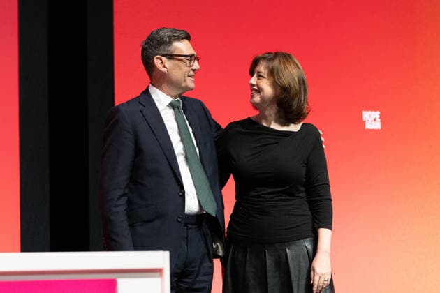 Labour Party Conference in Liverpool Prime Minister Andy Burnham and Education Secretary Lucy Powell on stage at the end of the Labour Party Conference at the ACC Liverpool. Picture date: Wednesday September 30, 2026., Credit:John Johnson Avalon  Copyright: xJohnxJohnsonx xAvalonx 1139473818