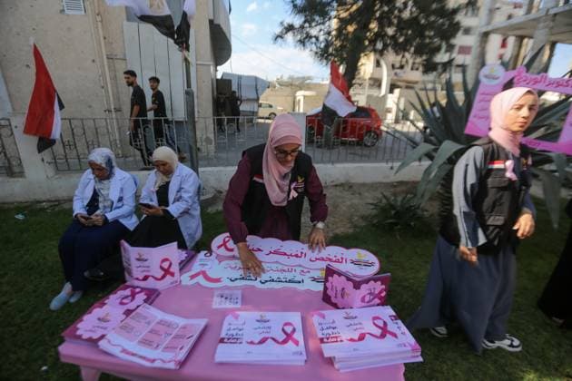 RECORD DATE NOT STATED Pink October Breast Cancer Awareness Campaign Launched at Al-Ahli Arab Hospital in Gaza (INT) Pink October Breast Cancer Awareness Campaign Launched at Al-Ahli Arab Hospital in Gaza. September 30, 2026, Gaza, Palestine: The Pink October breast cancer awareness and screening campaign is launched at Al-Ahli Arab Hospital in Gaza City in partnership with the Egyptian Relief Committee. The campaign aims to raise awareness about breast cancer and promote early detection and screening among women. Credit: Hashem Zimmo TheNews2(Foto: Hashem Zimmo Thenews2 imago images) Pink October Breast Cancer Awareness Campaign Launched at Al-Ahli Arab Hospital in Gaza  Copyright: xHashemxZimmox