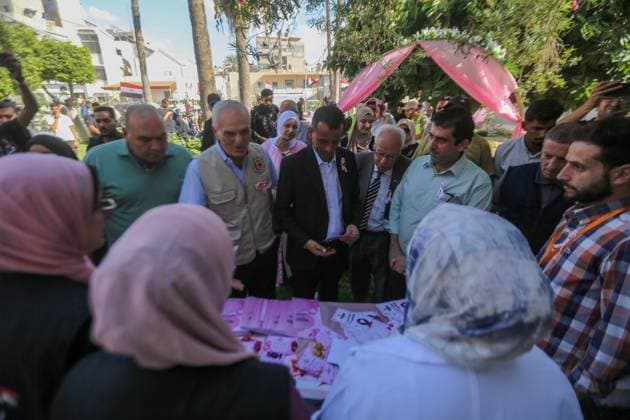 RECORD DATE NOT STATED Pink October Breast Cancer Awareness Campaign Launched at Al-Ahli Arab Hospital in Gaza (INT) Pink October Breast Cancer Awareness Campaign Launched at Al-Ahli Arab Hospital in Gaza. September 30, 2026, Gaza, Palestine: The Pink October breast cancer awareness and screening campaign is launched at Al-Ahli Arab Hospital in Gaza City in partnership with the Egyptian Relief Committee. The campaign aims to raise awareness about breast cancer and promote early detection and screening among women. Credit: Hashem Zimmo TheNews2(Foto: Hashem Zimmo Thenews2 imago images) Pink October Breast Cancer Awareness Campaign Launched at Al-Ahli Arab Hospital in Gaza  Copyright: xHashemxZimmox