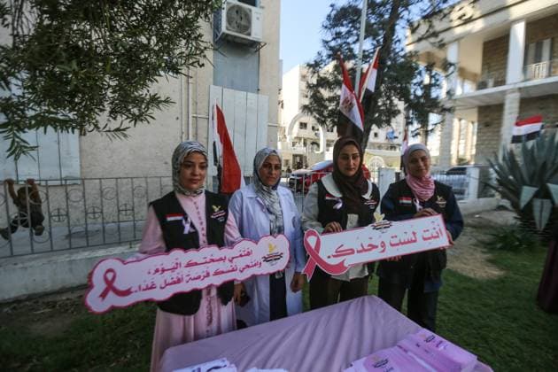 RECORD DATE NOT STATED Pink October Breast Cancer Awareness Campaign Launched at Al-Ahli Arab Hospital in Gaza (INT) Pink October Breast Cancer Awareness Campaign Launched at Al-Ahli Arab Hospital in Gaza. September 30, 2026, Gaza, Palestine: The Pink October breast cancer awareness and screening campaign is launched at Al-Ahli Arab Hospital in Gaza City in partnership with the Egyptian Relief Committee. The campaign aims to raise awareness about breast cancer and promote early detection and screening among women. Credit: Hashem Zimmo TheNews2(Foto: Hashem Zimmo Thenews2 imago images) Pink October Breast Cancer Awareness Campaign Launched at Al-Ahli Arab Hospital in Gaza  Copyright: xHashemxZimmox