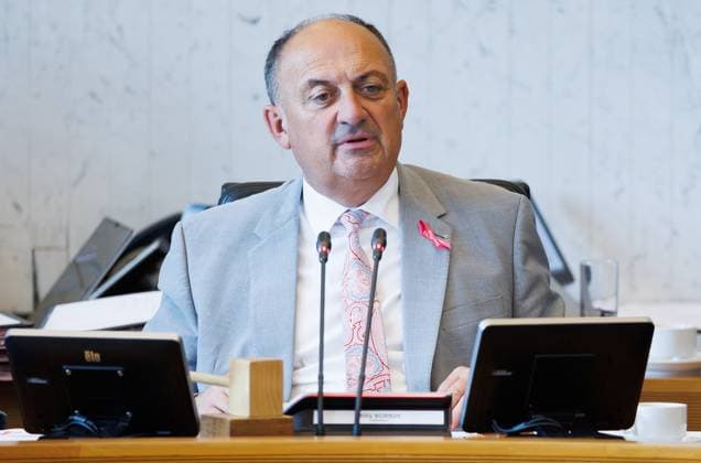 Walloon parliament chairman Willy Borsus pictured during a plenary session of the Walloon Parliament in Namur, Wednesday 30 September 2026, in Namur.  BENOITxDOPPAGNE 188352254