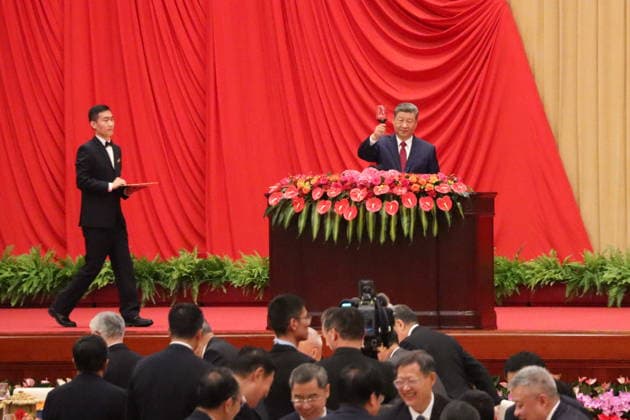 CHINA, BEIJING - SEPTEMBER 30, 2026: Presindent Xi Jinping attends a state reception for the 77th anniversary of the founding of the People s Republic of China at the Great Hall of the People, which is annually celebrated on October 1. Roman Balandin TASS  98579555