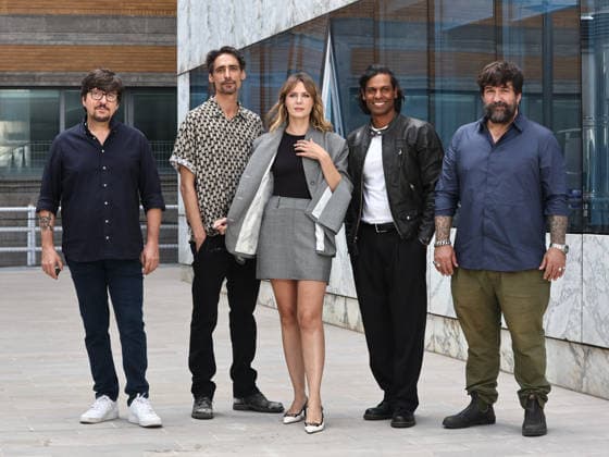 IPA89146386 - Rome, RAI headquarters on Via Severo, photocall for the series Estranei. Pictured: Ricky Memphis, Marco Cocci, Elena Radonicich, Kel Giordano, Cosimo Alema  Copyright: xMarcoxProvvisionatox xMarcoxProvvisionatox IPA89146386