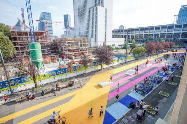 IPA89147156 - MILAN, September 30, 2026 - Inauguration of the new school plaza a pedestrian-friendly space at the corner of Via Gattamealta and Via Faravelli, in front of the Pietro Micca Elementary School.  Copyright: xEmanuelexRobertoxDexCarlix xx IPA89147156