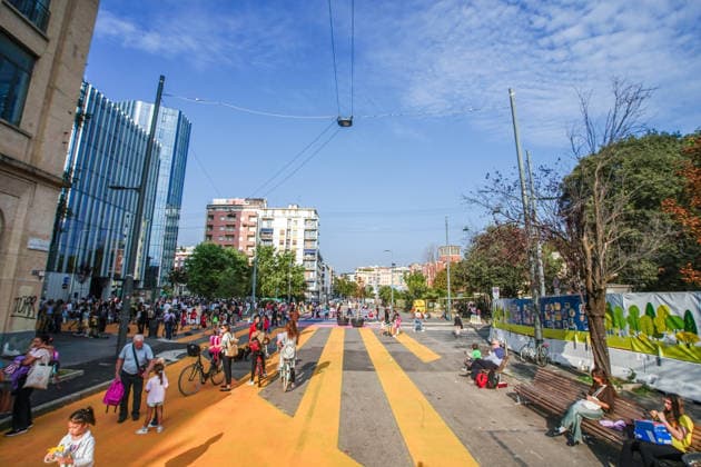 IPA89147164 - MILAN, September 30, 2026 - Inauguration of the new school plaza a pedestrian-friendly space at the corner of Via Gattamealta and Via Faravelli, in front of the Pietro Micca Elementary School.  Copyright: xEmanuelexRobertoxDexCarlix xx IPA89147164