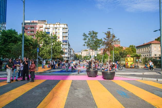 IPA89147145 - MILAN, September 30, 2026 - Dedication of the new school plaza a pedestrian-friendly space at the corner of Via Gattamealta and Via Faravelli, in front of the Pietro Micca Elementary School.  Copyright: xEmanuelexRobertoxDexCarlix xx IPA89147145