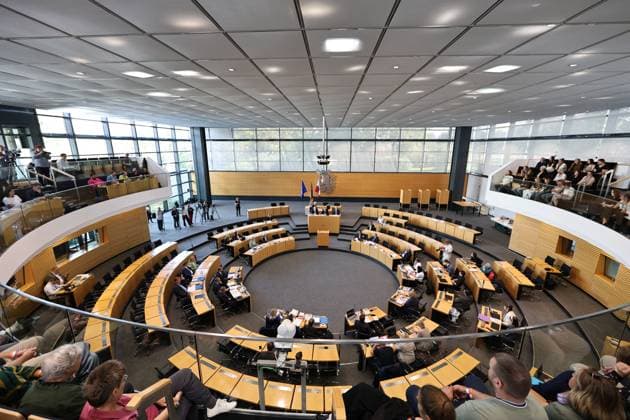 Thuringian State Parliament, Justice Committee, September 30, 2026, Erfurt, Thuringian State Parliament, Justice Committee, Oral Hearing on the Motion by the Die Linke Parliamentary Group to Initiate Proceedings to Ban the AfD; Photo: Overview of the Plenary Hall