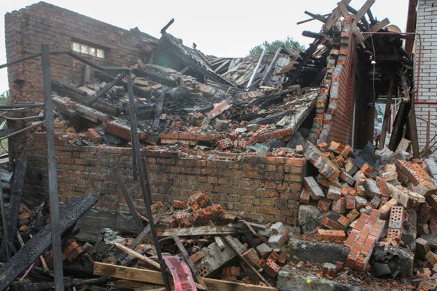 A building lies in ruins after a Russian bombardment in Dnipro, Ukraine, September 30, 2026. On Wednesday morning, the Russian army attacked the city, killing a 33-year-old man who worked as a security guard at a local enterprise. (Photo by Mykola Miakshykov Ukrinform) Russian army attack Dnipro, killing man  Copyright: xMykolaxMiakshykovx