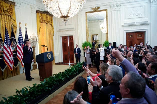 US President Donald Trump speaks during a Hispanic Heritage Month Celebration in the East Room of the White House in Washington, DC on Wednesday, September 30, 2026.  WASP20260930117 YurixGripas